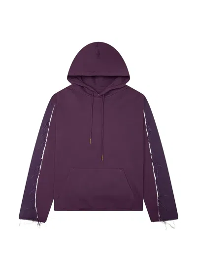 Honor The Gift Denim-panel Distressed Hoodie In Purple