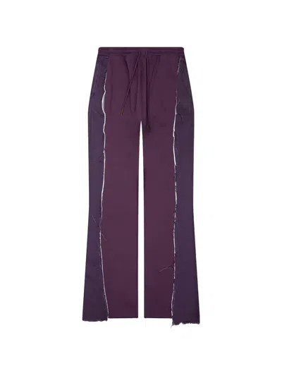 Honor The Gift Denim-panel Frayed Track Pants In Purple