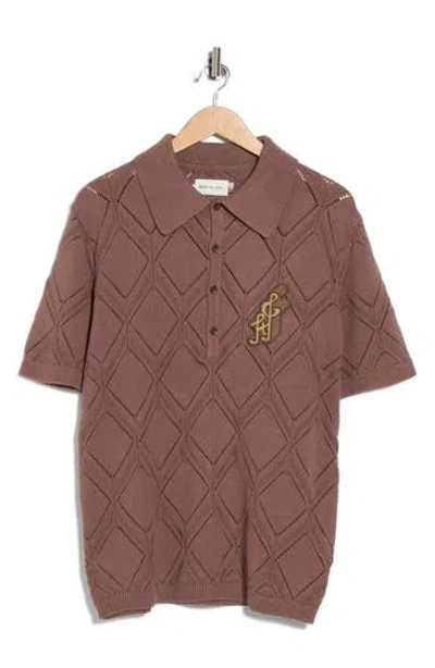 Honor The Gift Diamond Knit Polo In Brown