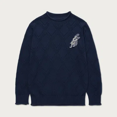 Honor The Gift Diamond Knit Sweater In Navy In Blue