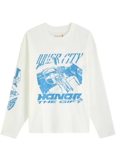 Honor The Gift Driving Printed Cotton Top In White