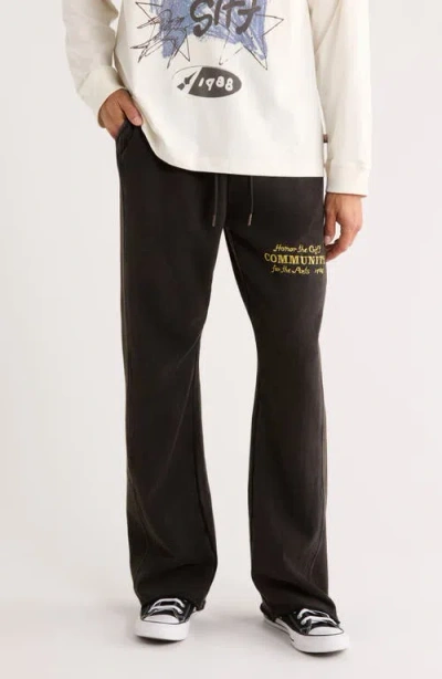 Honor The Gift Embroidered Flare Leg Sweatpants In Black
