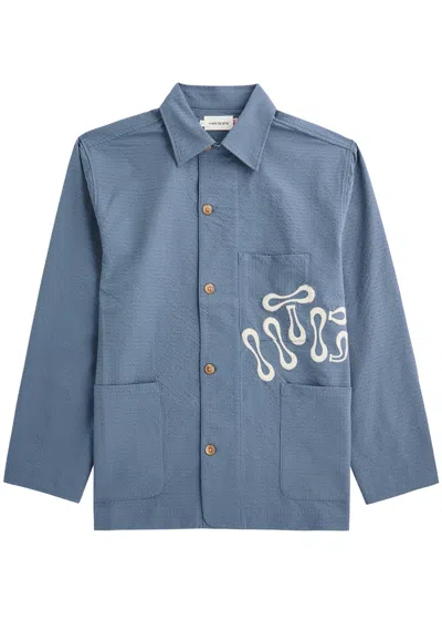 Honor The Gift Embroidered Seersucker Jacket In Blue