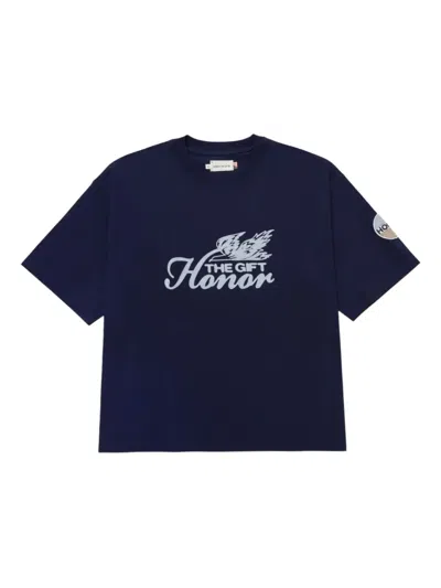 Honor The Gift Embroidery T-shirt In Blue