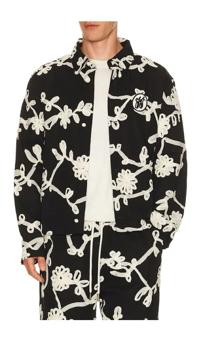 Honor The Gift Floral Ribbon Button Up In Black