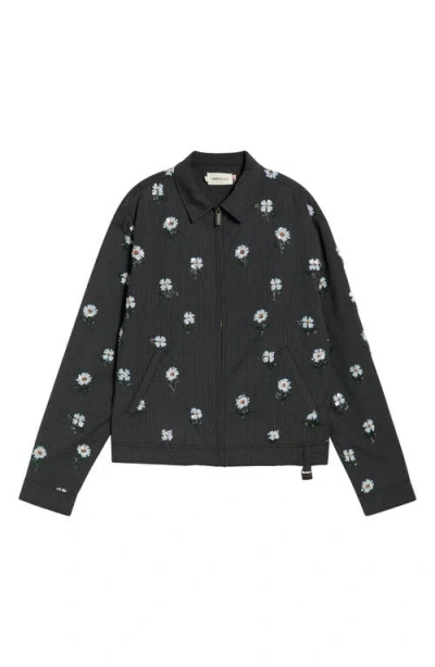 Honor The Gift Floral-embroidered Pinstripe Overshirt In Multi