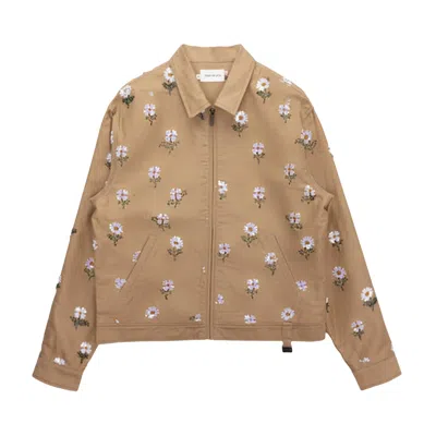Pre-owned Honor The Gift Flowers Beaded Jacket 'taupe' | Tan | Men's Size L In Brown
