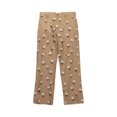 Pre-owned Honor The Gift Flowers Beaded Pants 'taupe' | Tan | Men's Size 34 In Brown