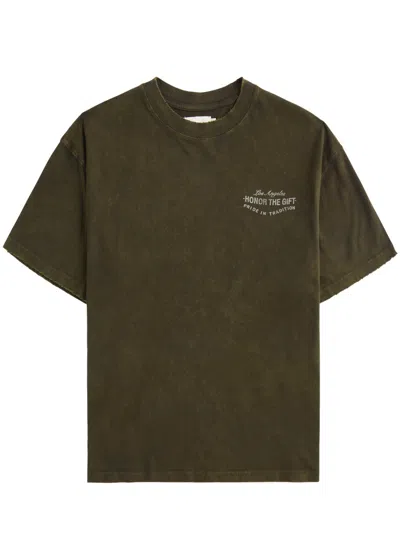 Honor The Gift Forum Printed Distressed Cotton T-shirt In Green