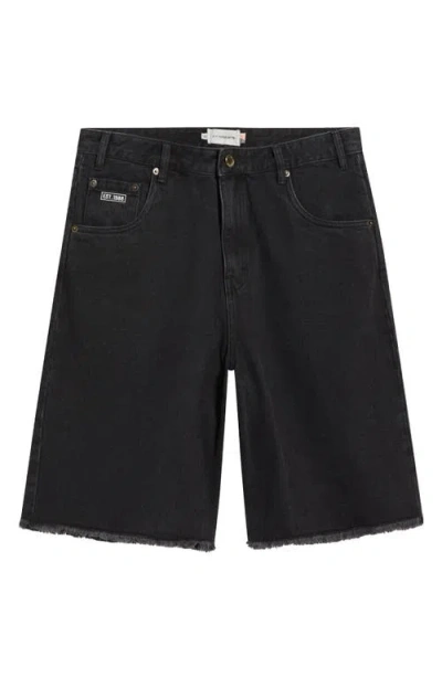 Honor The Gift Fray Hem Denim Bermuda Shorts In Black
