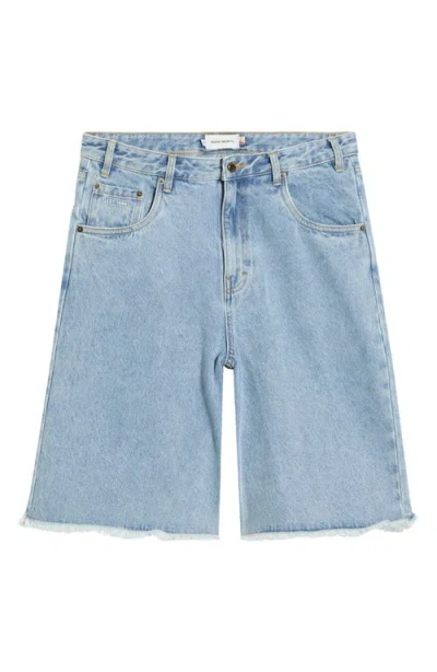 Honor The Gift Fray Hem Denim Bermuda Shorts In Blue
