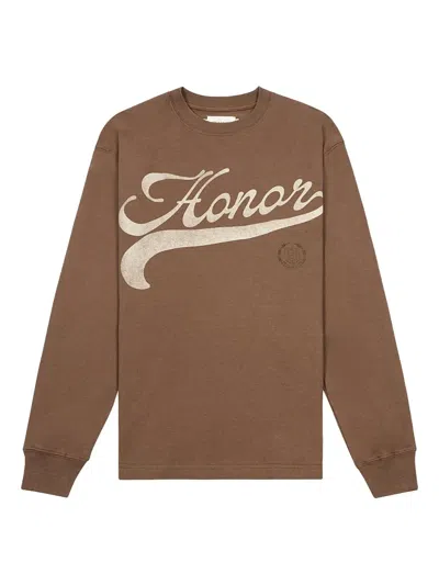 Honor The Gift Holiday Script Long-sleeve T-shirt In Brown