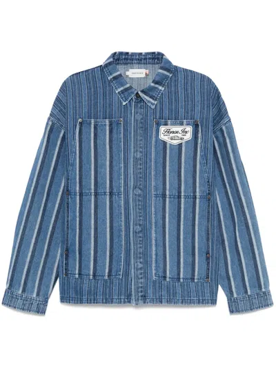 Honor The Gift Mens Blue Honor Inc Cover Striped Denim-blend Shirt Xl
