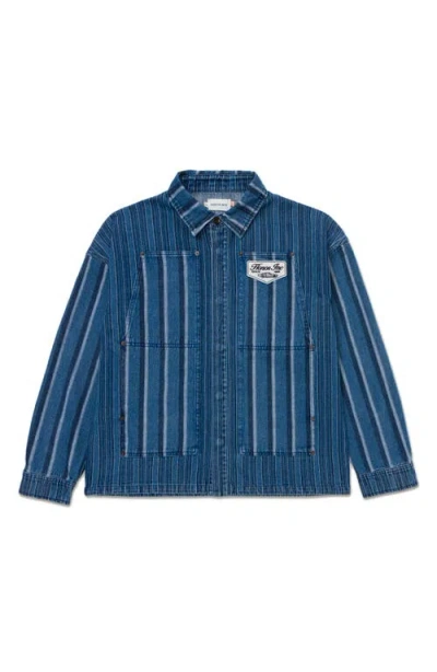 Honor The Gift Honor Inc Mixed Stripe Cover Overshirt In Dark Indigo