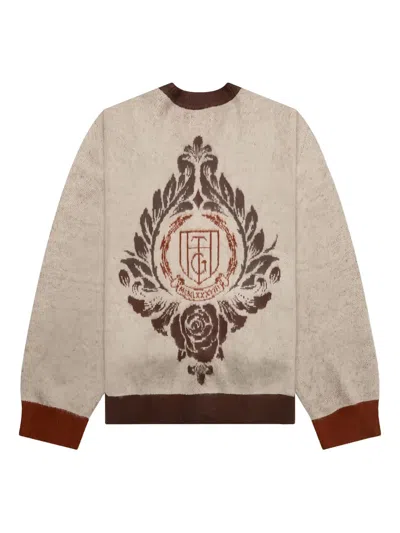 Honor The Gift Intarsia-knit Cardigan In Brown