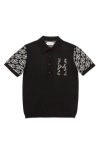 Honor The Gift Jacquard Knit Pattern Polo Sweater In Black