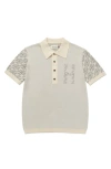 Honor The Gift Jacquard Knit Pattern Polo Sweater In Bone