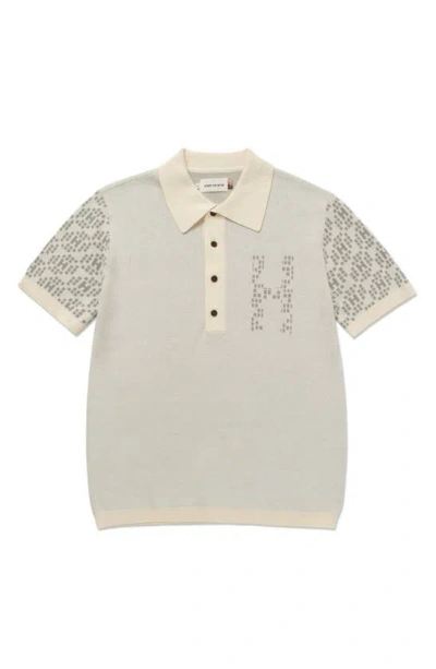Honor The Gift Jacquard Knit Pattern Polo Sweater In Bone