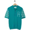 Honor The Gift Jacquard Knit Pattern Polo Sweater In Teal