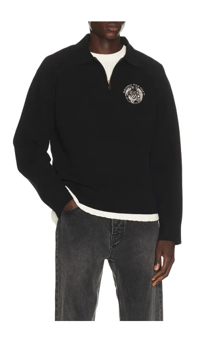 Honor The Gift Knitted Zip Long Sleeve Polo In Black