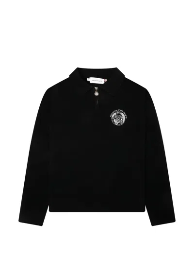 Honor The Gift Knitted Zip-up Polo Shirt In Black