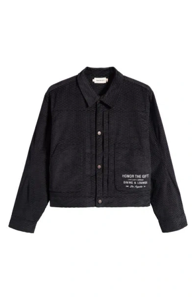 Honor The Gift Logo Detail Cotton Corduroy Jacquard Jacket In Black