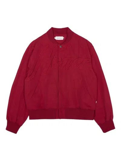 Honor The Gift Logo-embroidered Bomber Jacket In Red