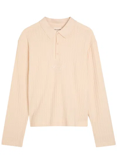 Honor The Gift Logo-embroidered Open-knit Polo In Neutral