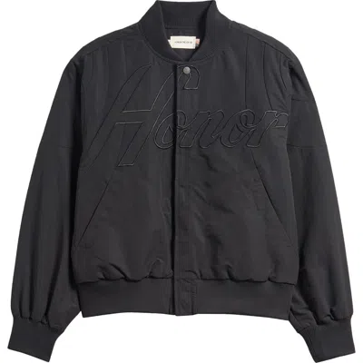 Honor The Gift Logo Embroidery Bomber Jacket In Black