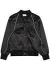 Honor The Gift Satin Piped Bomber Jacket In Black