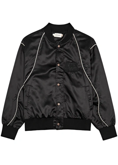 Honor The Gift Logo Satin Bomber Jacket In Black