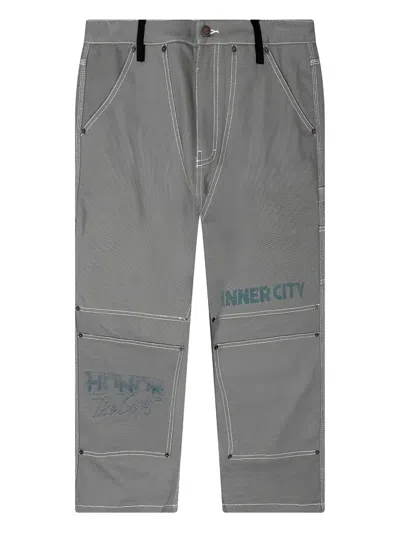 Honor The Gift Logo-print Cropped Trousers In Gray