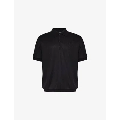 Honor The Gift Mens Black Logo-embroidered Knitted Polo Shirt