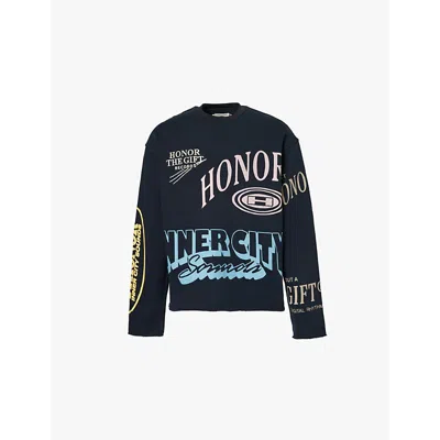 Honor The Gift Mens Black Studio Crewneck Cotton-jersey Sweatshirt