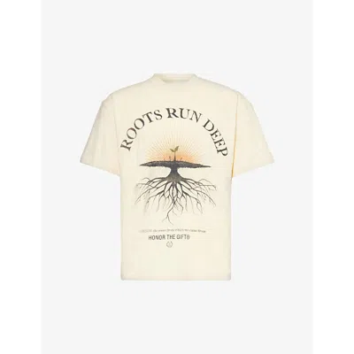 Honor The Gift Roots Run Deep Graphic-print Cotton-jersey T-shirt In Bone