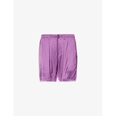 Honor The Gift Mens Purple Blanket Stitch Brand-embroidered Rayon-blend Shorts