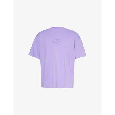 Honor The Gift Mens Purple Logo-embroidered Regular-fit Cotton-jersey T-shirt
