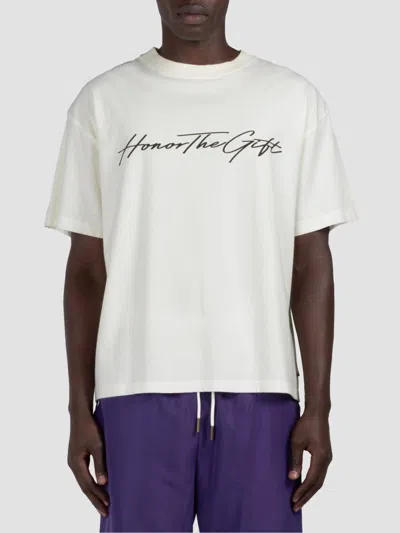Honor The Gift Men's Script Cotton Crewneck T-shirt In White