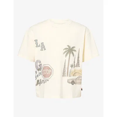 Honor The Gift Mens All Over Los Angeles Graphic Cotton-jersey T-shirt Bone In Neutral