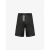 HONOR THE GIFT HONOR THE GIFT MENS BLACK BRAND-PATCH SLIP-POCKET FAUX-LEATHER SHORTS