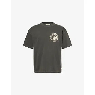 Honor The Gift Mens Black Breathe In Breathe Out Graphic-print Cotton T-shirt