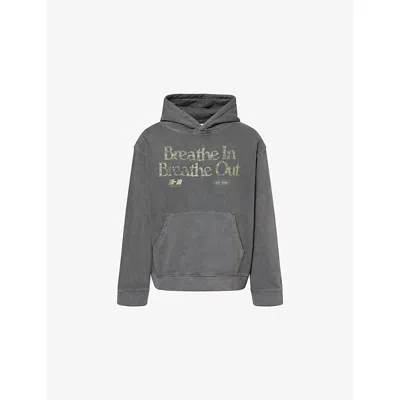 Honor The Gift Mens Black Breathe In Logo-print Cotton Hoody In Gray