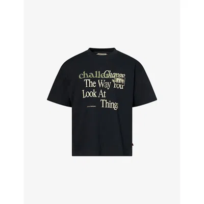 Honor The Gift Mens Black Challenge Logo-print Cotton T-shirt Xxl In Blue