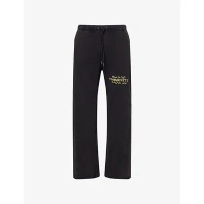 Honor The Gift Mens Black Community Brand-embroidered Cotton-jersey Jogging Bottoms