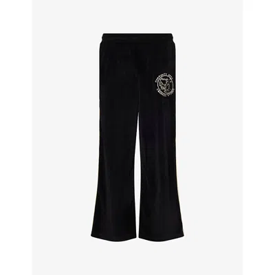 Honor The Gift Mens Black Piping Embroidered Straight-leg Woven Track Trousers