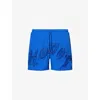Honor The Gift Mens Blue Embroidered-text Relaxed-fit Swim Trunks In Blue