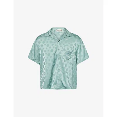 Honor The Gift Mens Green Embroidered-logo Polka-dot Satin Shirt In Blue