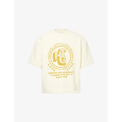 Honor The Gift Mens Cream Association Frayed Cotton T-shirt