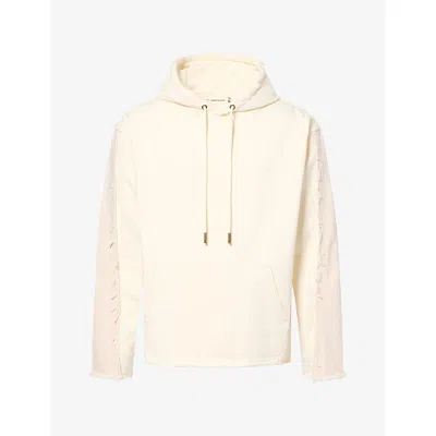 Honor The Gift Mens  Denim-panel Cotton-jersey Hoody In Yellow