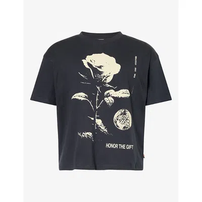 Honor The Gift Mens  Rose From Concrete Cotton T-shirt In Black